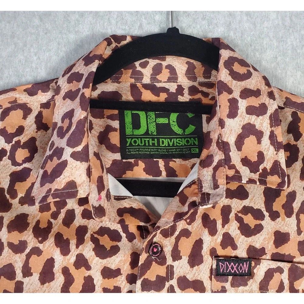 Dixxon Flannel Co Shirt The Party Animal Youth XL Leopard Print Short Sleeve DFC